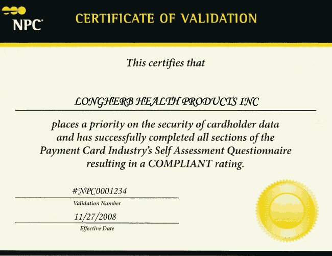 NPC Certificate of Validation